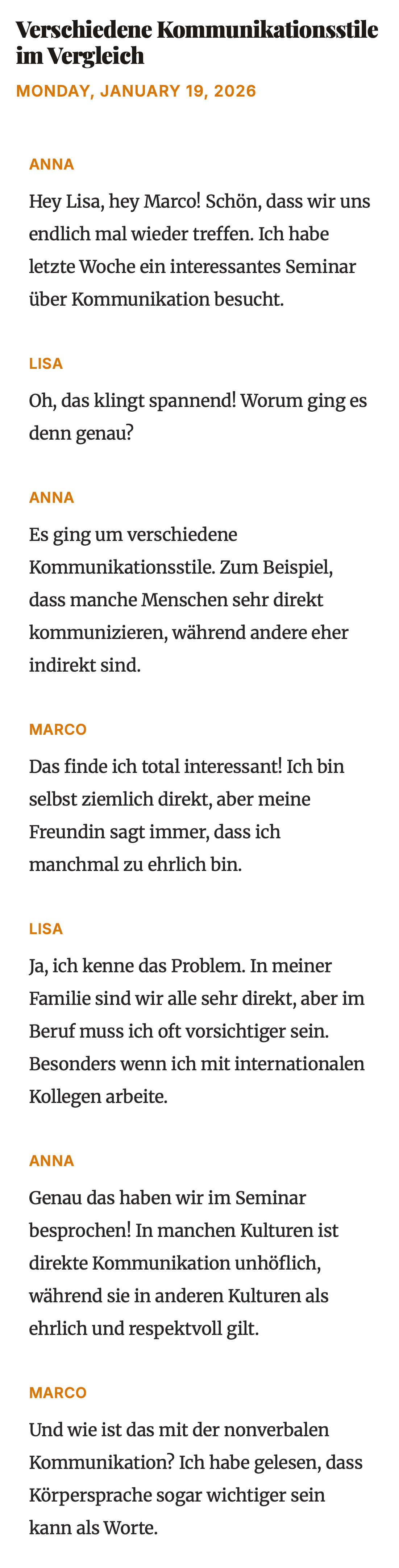 Daily Story interface