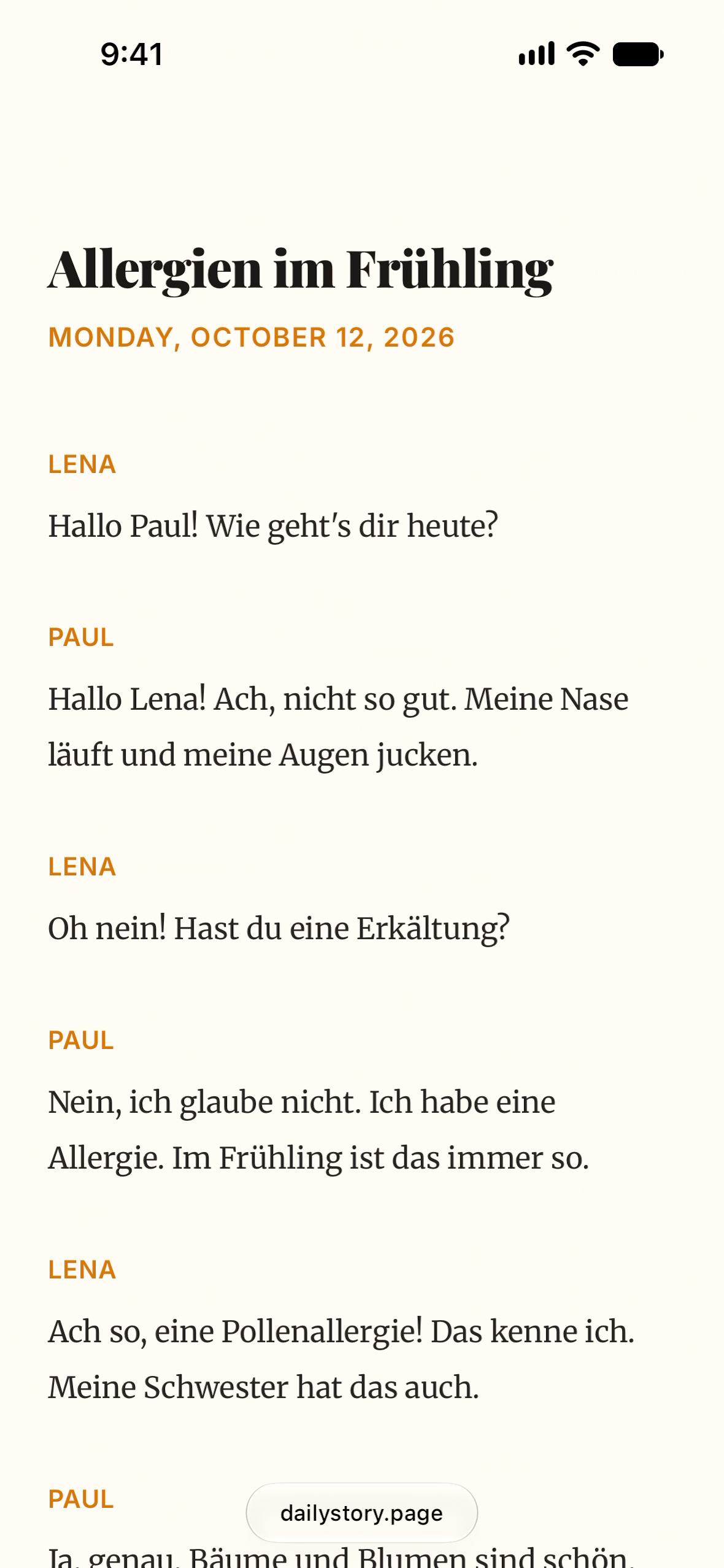 Daily Story on a phone
