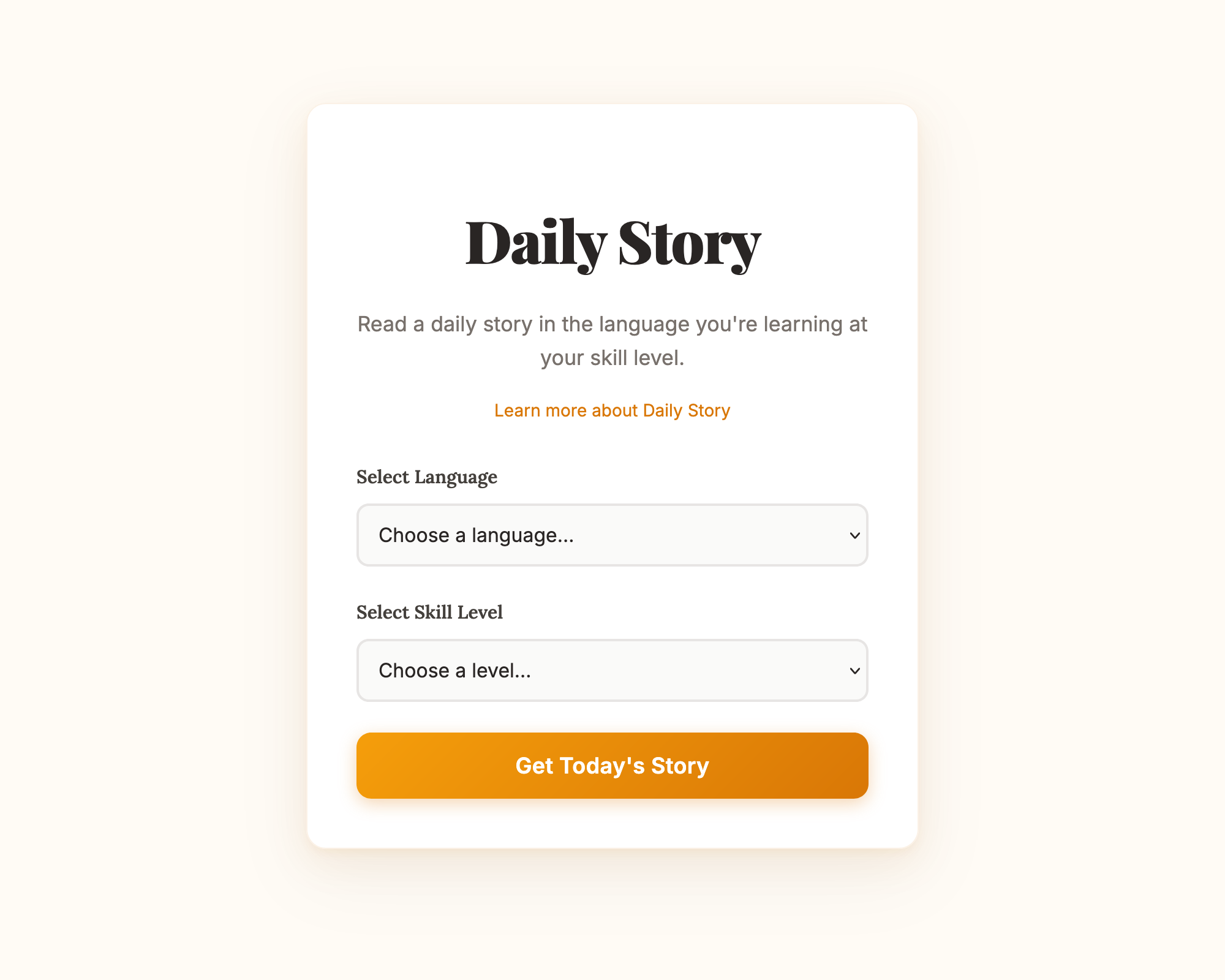 Daily Story main interface