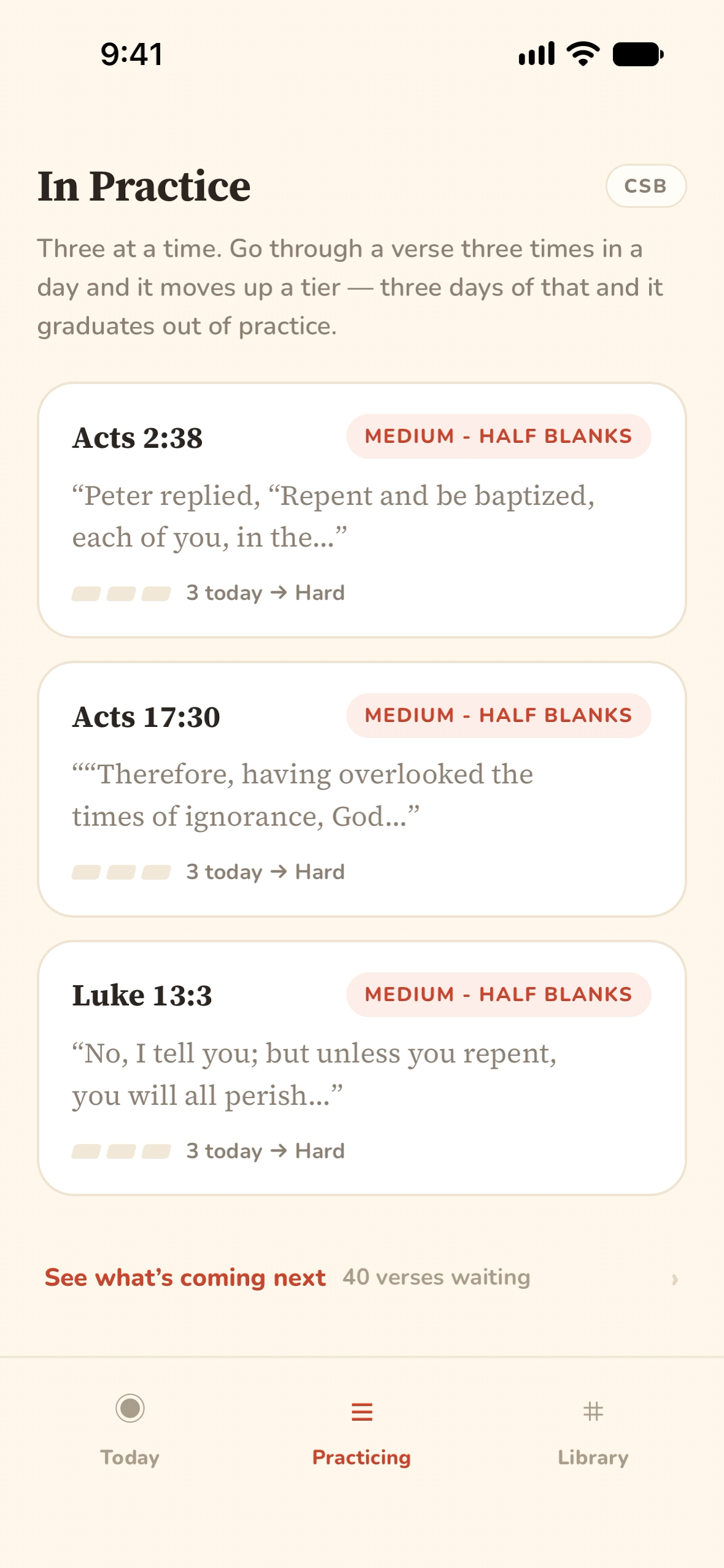 The three verses currently in practice.