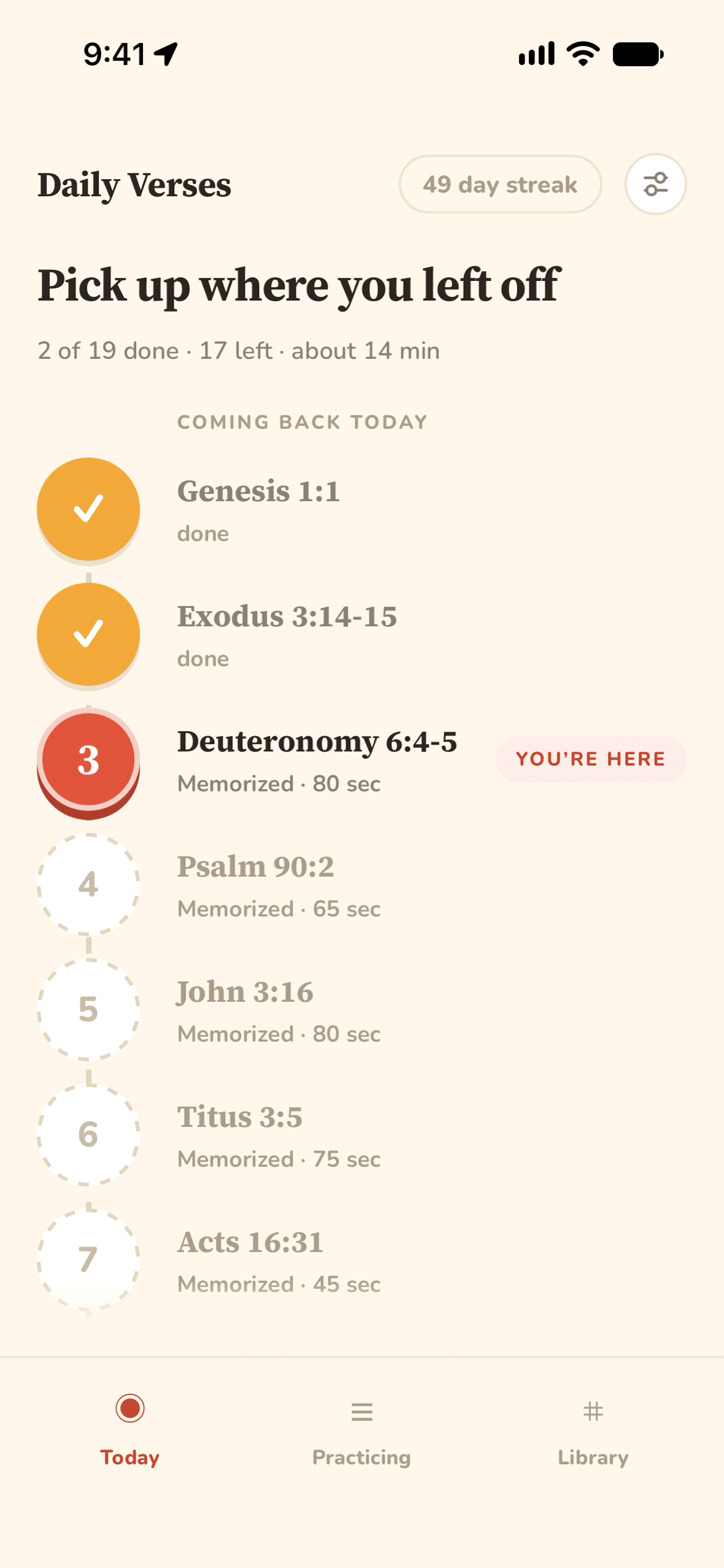 Today's path, two verses in.