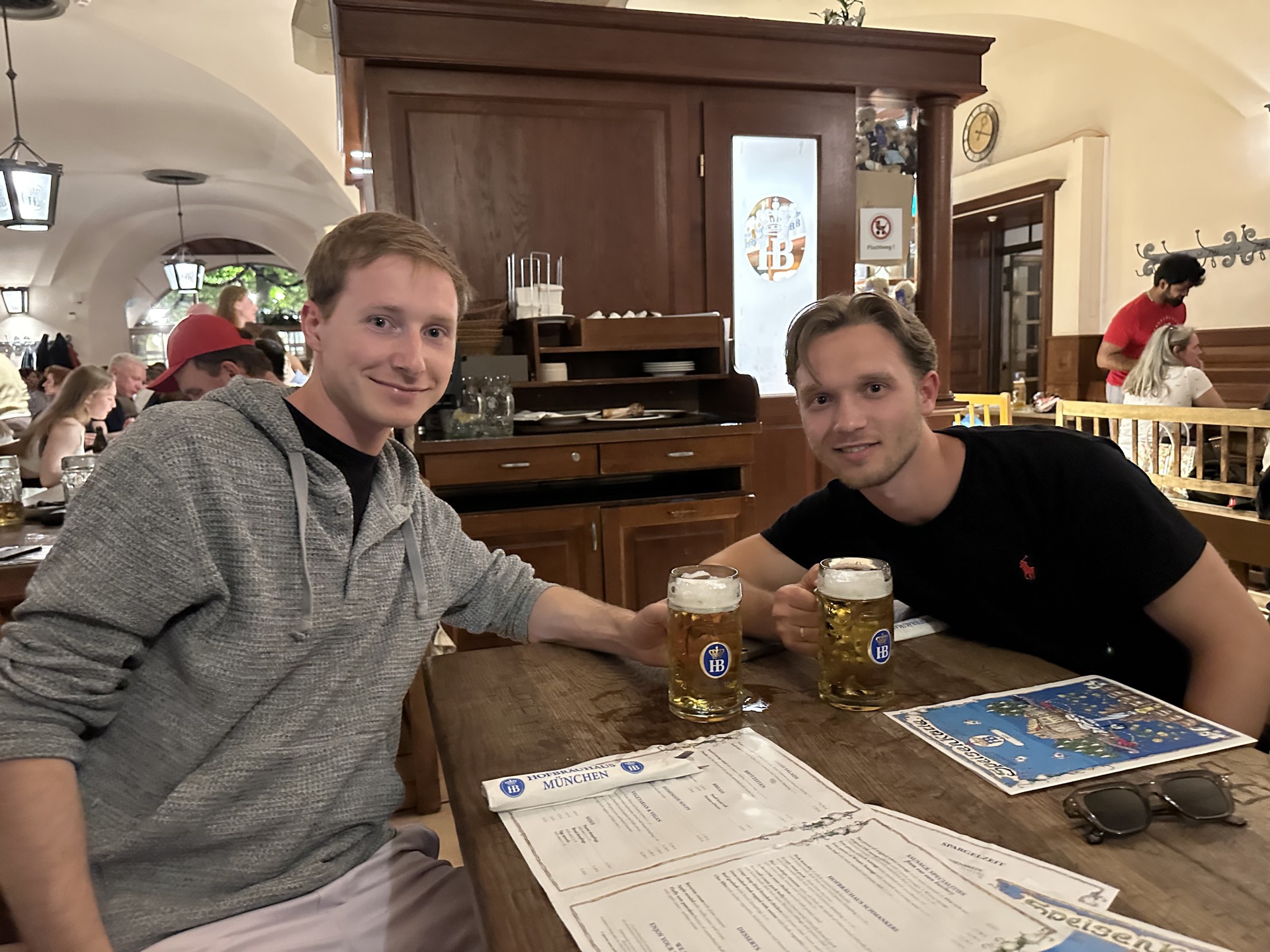 Having a beer at Hofbräuhaus
